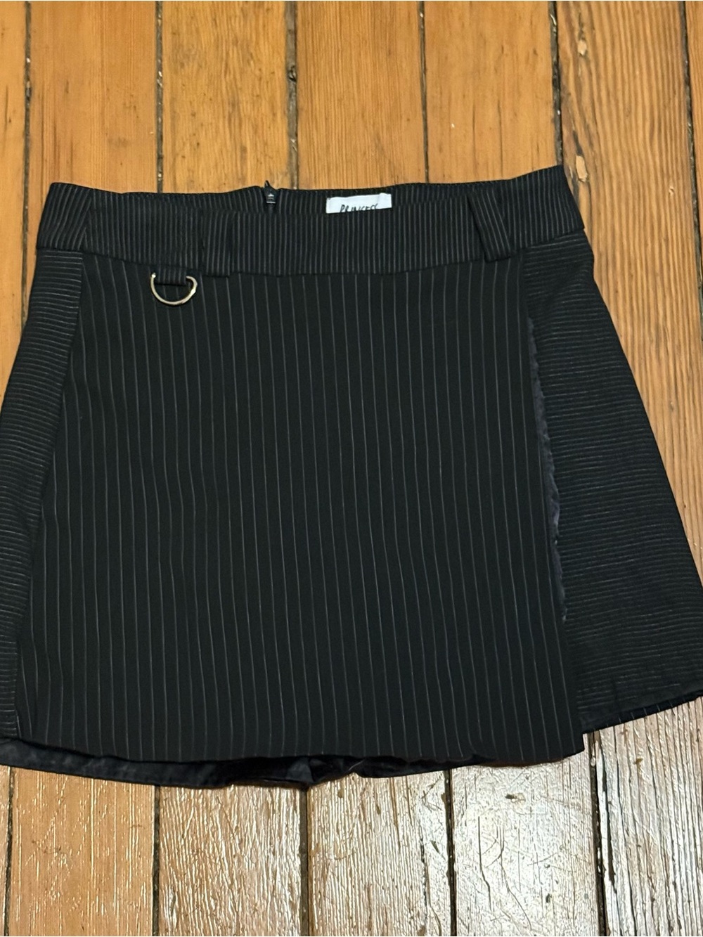 Princess Polly Black Pinstripe Mini Skirt with D-Ring Accent